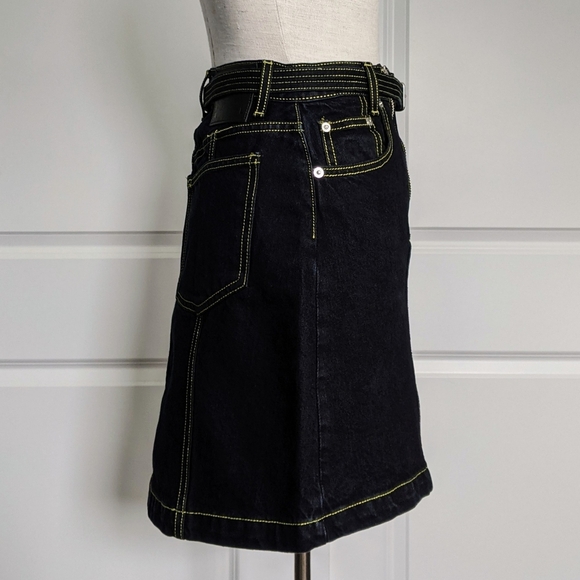 Proenza Schouler Skirt Mini White Label Denim High Waist Belt Indigo S (4) NWT - Picture 7 of 16